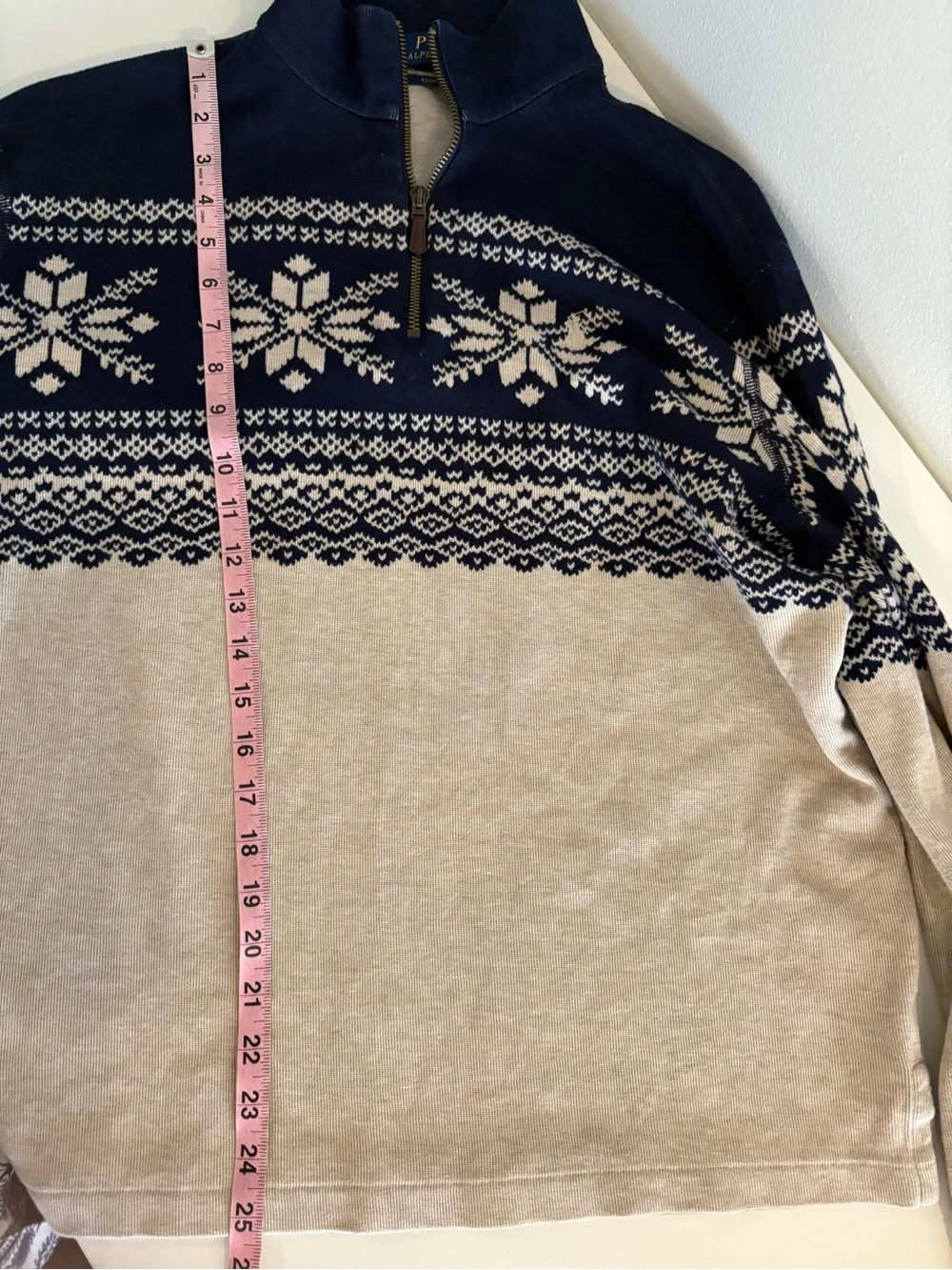 Polo Ralph Lauren || Snowflake Estate Rib Pullover Nordic Pattern Navy Cream M
